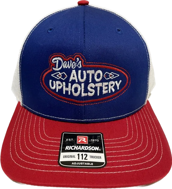 Richardson 112 trucker hat with Dave's Auto Upholstery embroidered logo